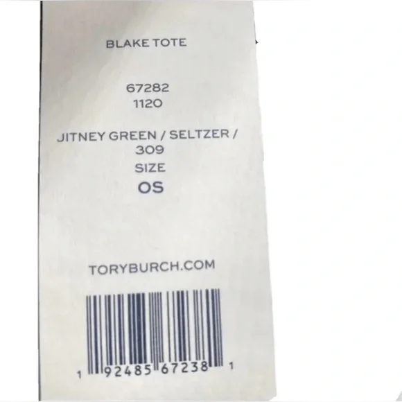 NWT TORY BURCH BLAKE TOTE IN JITNEY GREEN LEATHER SHOULDER BAG POUCH - Picture 8 of 9